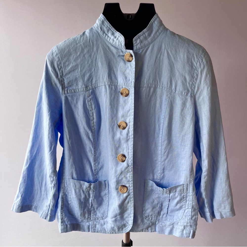 Cherokee Light Blue Linen Top - Size Medium